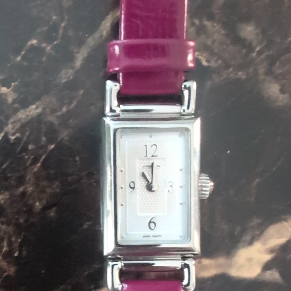 Coach Silver Watch with Purple Strap